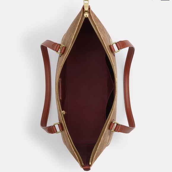 NWT COACH Gallery Tote Bag In Signature Canvas With Rose Print - Picture 3 of 7